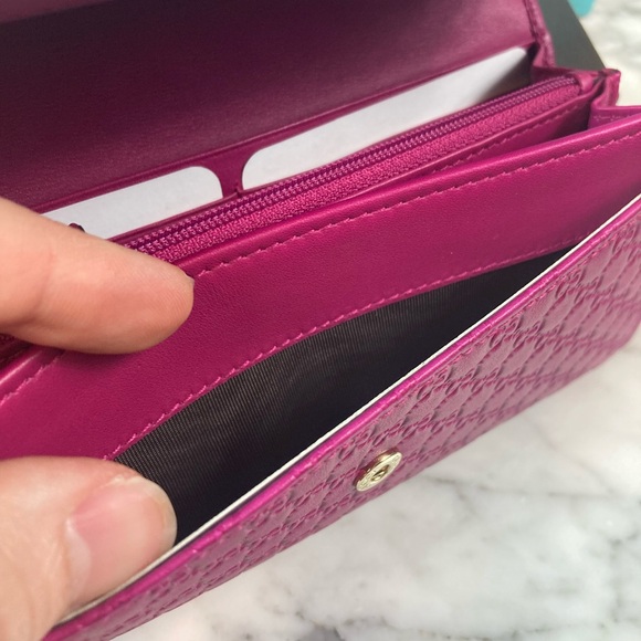 Brand New Authentic Gucci Micro Guccissima GG Dark Pink Fuchsia Flap Wallet - Picture 8 of 11